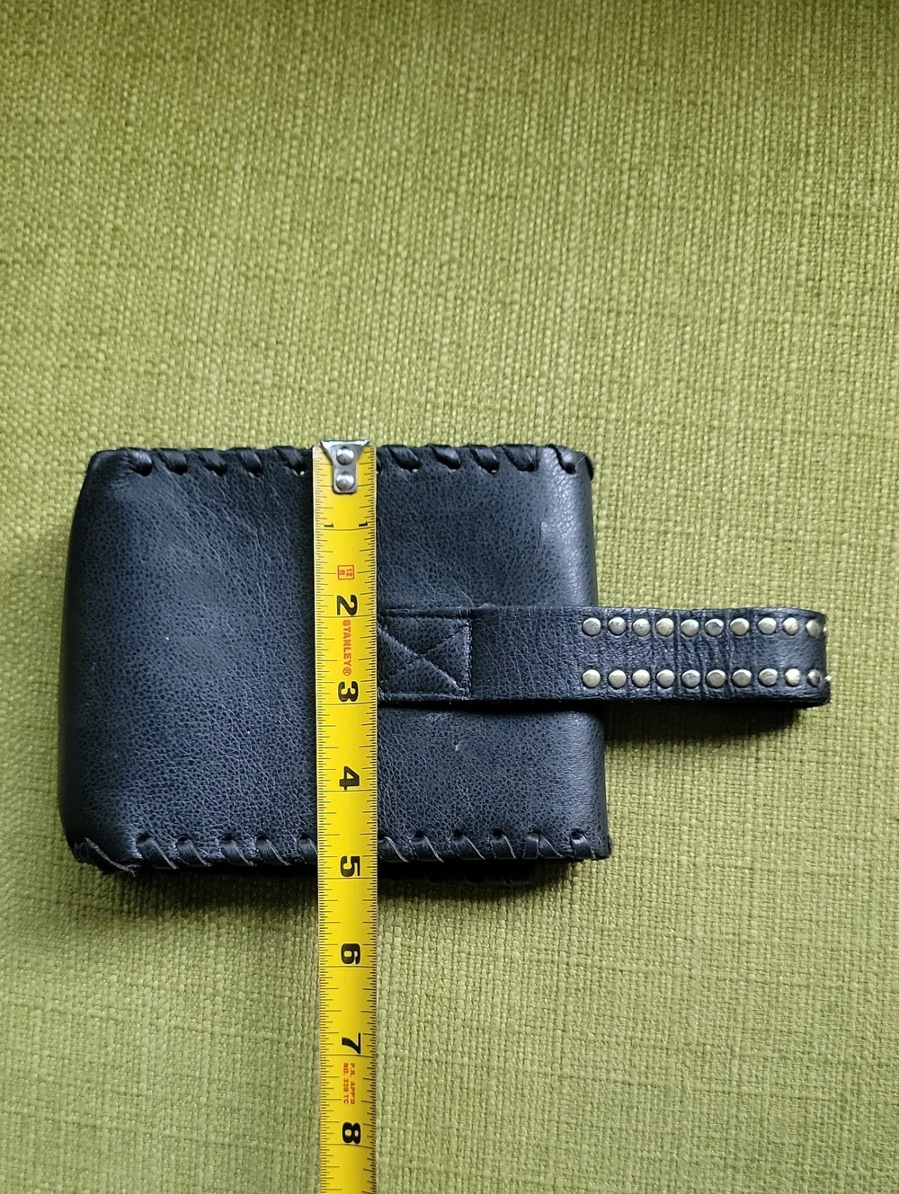 Leatherock Black Leather Studded Belt Pouch with Gold Medallion